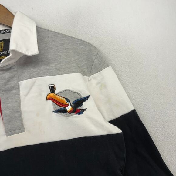 Vintage Guinness Rugby shirt Men's Small Black Toucan Embroidered Beer Y2k 90s - Picture 4 of 11